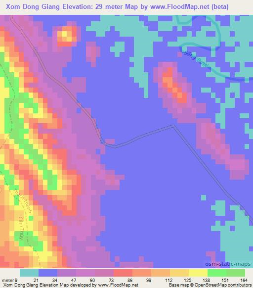 Xom Dong Giang,Vietnam Elevation Map