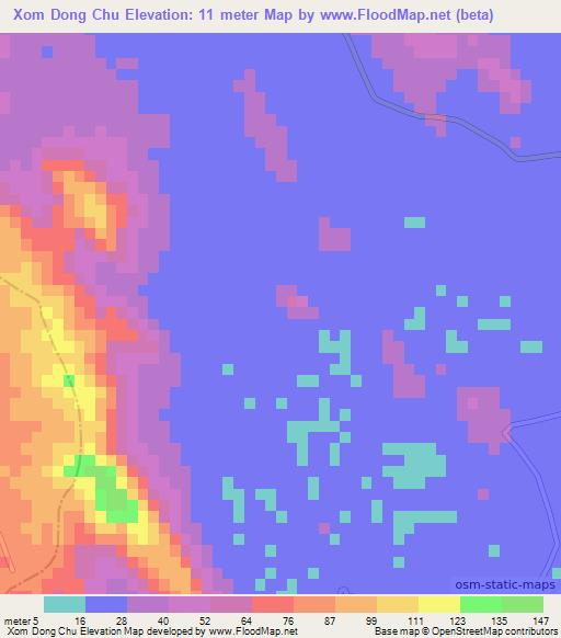 Xom Dong Chu,Vietnam Elevation Map