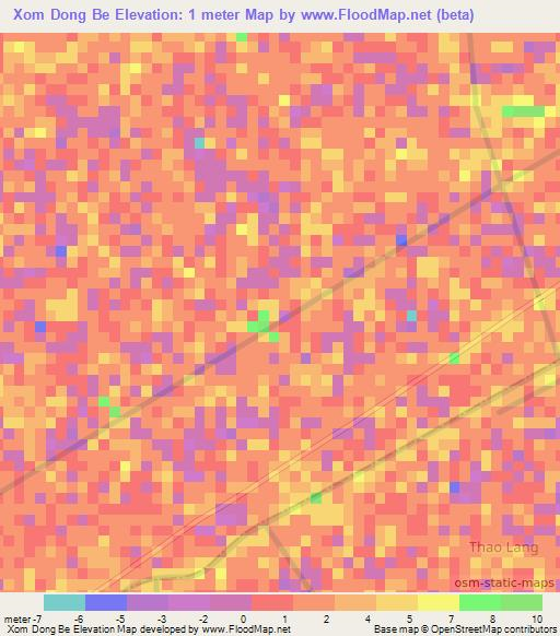 Xom Dong Be,Vietnam Elevation Map