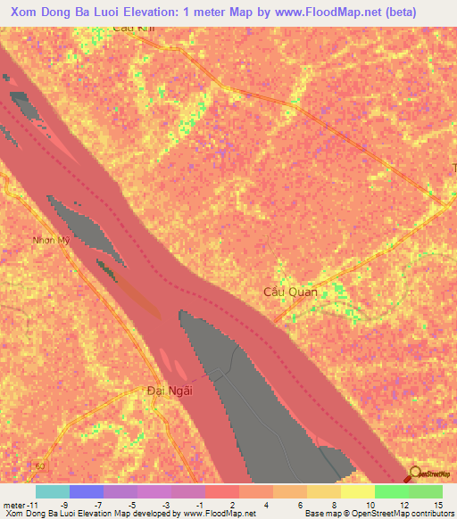 Xom Dong Ba Luoi,Vietnam Elevation Map