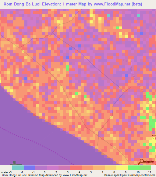 Xom Dong Ba Luoi,Vietnam Elevation Map