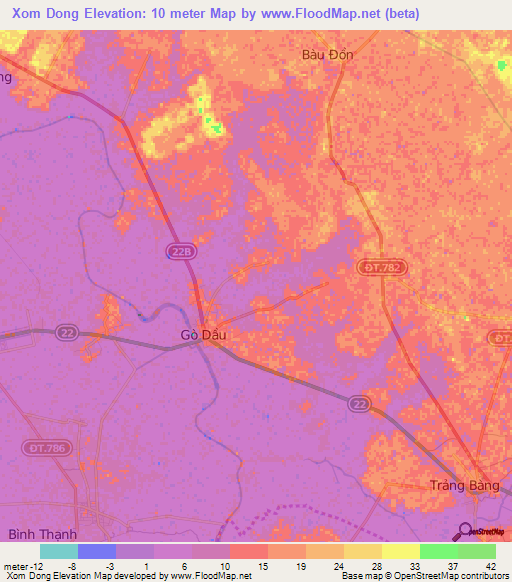 Xom Dong,Vietnam Elevation Map