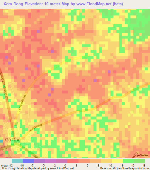 Xom Dong,Vietnam Elevation Map