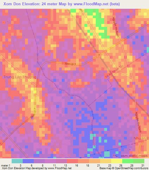 Xom Don,Vietnam Elevation Map