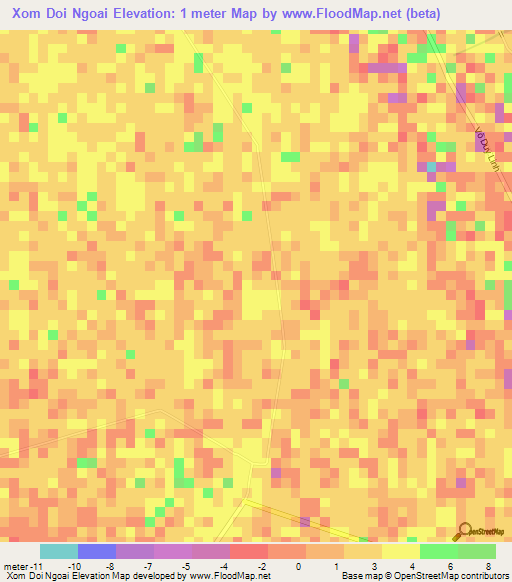 Xom Doi Ngoai,Vietnam Elevation Map