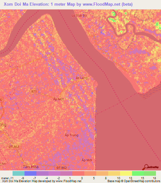 Xom Doi Ma,Vietnam Elevation Map