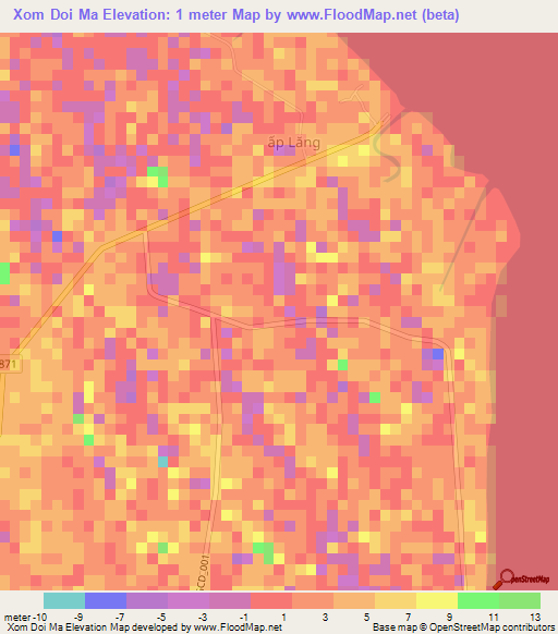 Xom Doi Ma,Vietnam Elevation Map