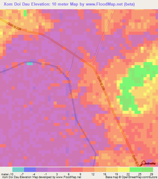 Xom Doi Dau,Vietnam Elevation Map