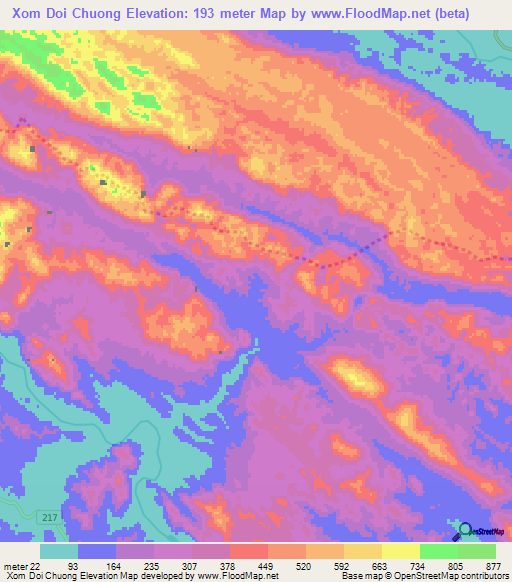 Xom Doi Chuong,Vietnam Elevation Map