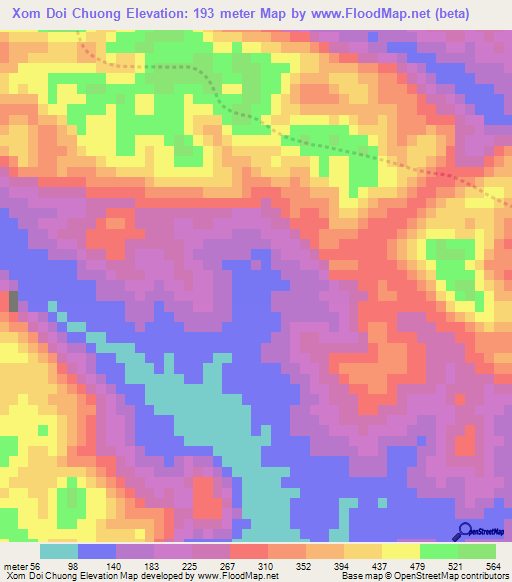 Xom Doi Chuong,Vietnam Elevation Map