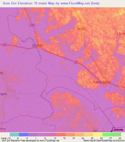 Xom Doi,Vietnam Elevation Map