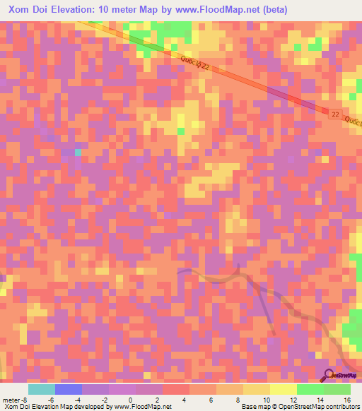 Xom Doi,Vietnam Elevation Map