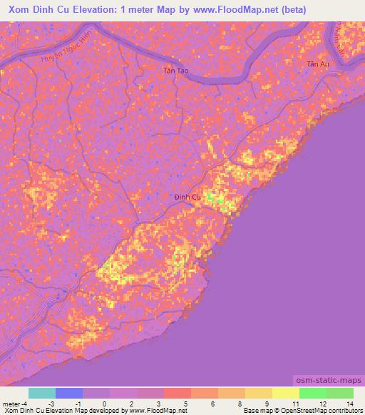 Xom Dinh Cu,Vietnam Elevation Map