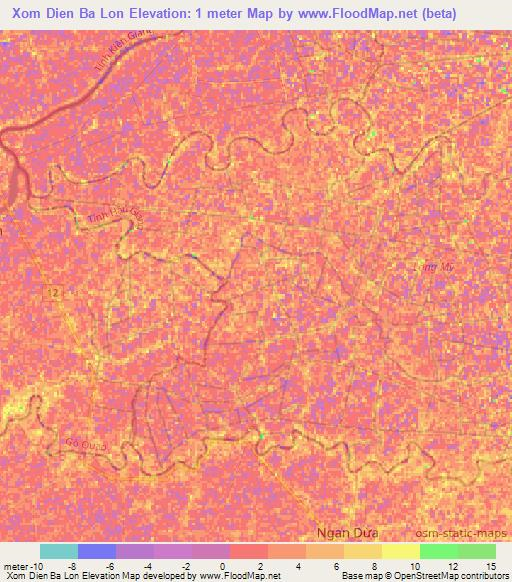 Xom Dien Ba Lon,Vietnam Elevation Map