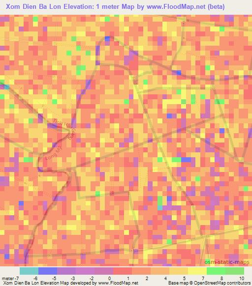Xom Dien Ba Lon,Vietnam Elevation Map