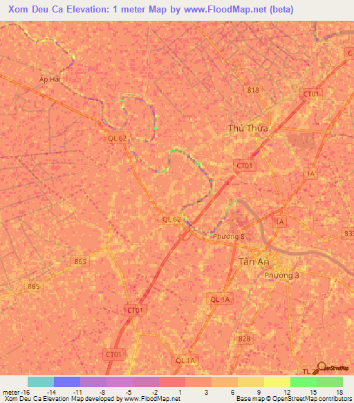 Xom Deu Ca,Vietnam Elevation Map