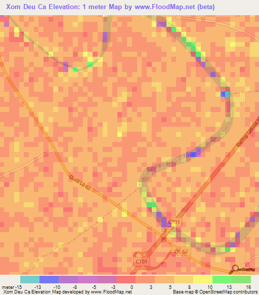 Xom Deu Ca,Vietnam Elevation Map