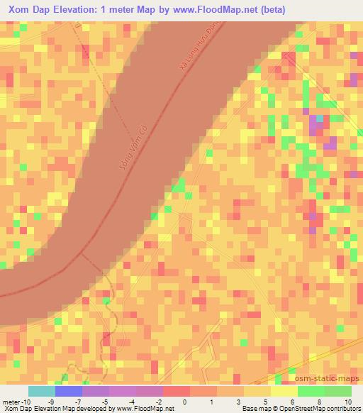 Xom Dap,Vietnam Elevation Map