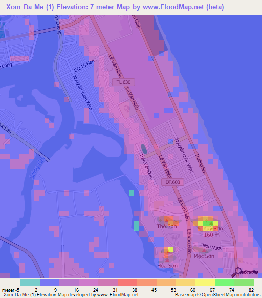 Xom Da Me (1),Vietnam Elevation Map