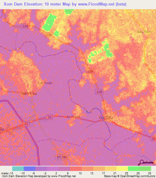 Xom Dam,Vietnam Elevation Map