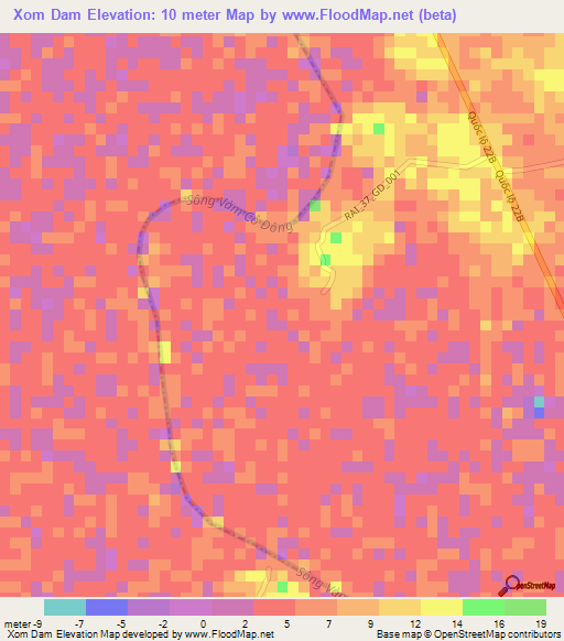 Xom Dam,Vietnam Elevation Map