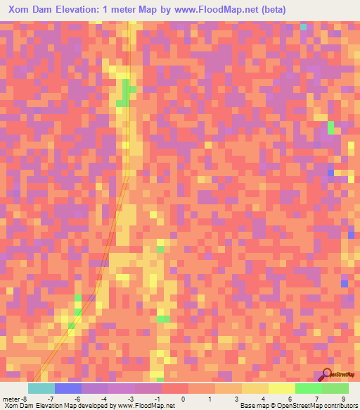 Xom Dam,Vietnam Elevation Map