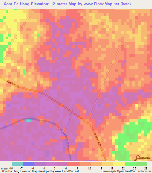 Xom Da Hang,Vietnam Elevation Map