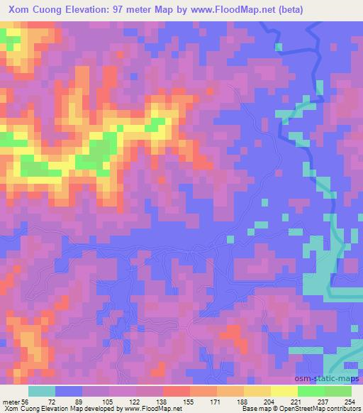 Xom Cuong,Vietnam Elevation Map