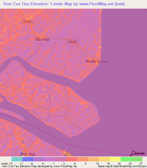 Xom Cua Tieu,Vietnam Elevation Map