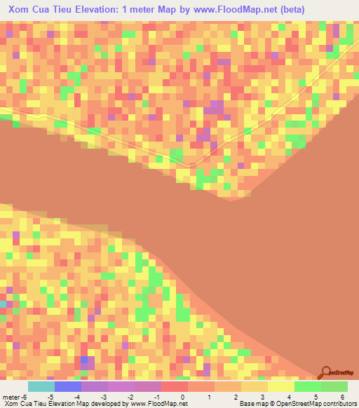 Xom Cua Tieu,Vietnam Elevation Map