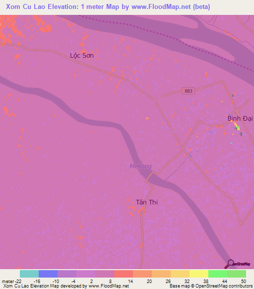 Xom Cu Lao,Vietnam Elevation Map