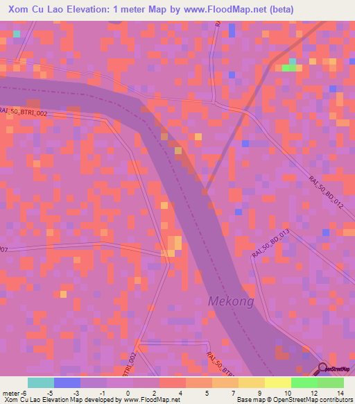 Xom Cu Lao,Vietnam Elevation Map