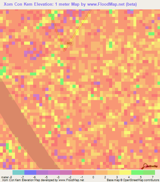 Xom Con Kem,Vietnam Elevation Map