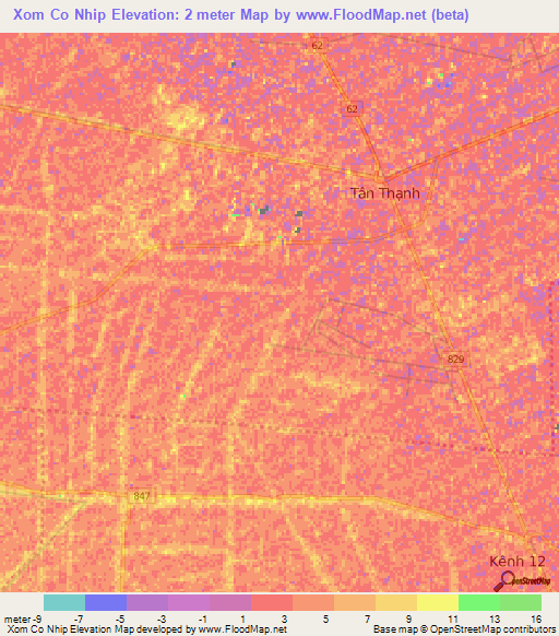 Xom Co Nhip,Vietnam Elevation Map