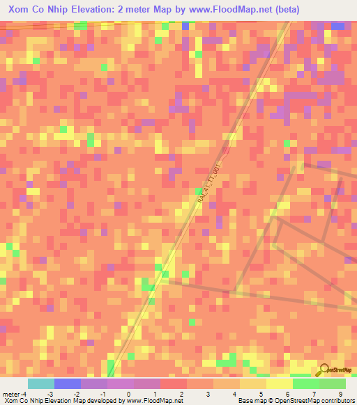 Xom Co Nhip,Vietnam Elevation Map