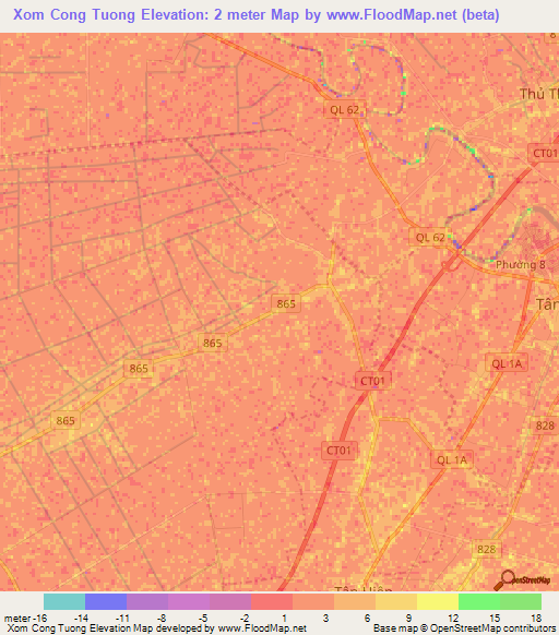 Xom Cong Tuong,Vietnam Elevation Map