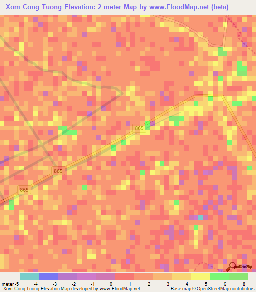 Xom Cong Tuong,Vietnam Elevation Map