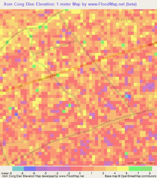 Xom Cong Dien,Vietnam Elevation Map