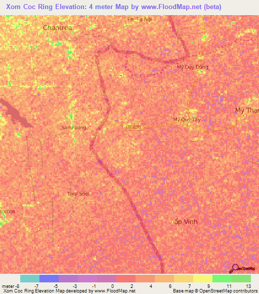 Xom Coc Ring,Vietnam Elevation Map