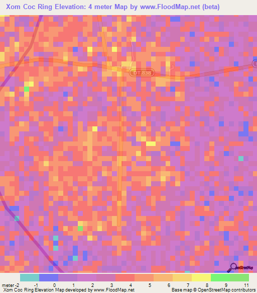 Xom Coc Ring,Vietnam Elevation Map