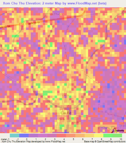 Xom Chu Thu,Vietnam Elevation Map