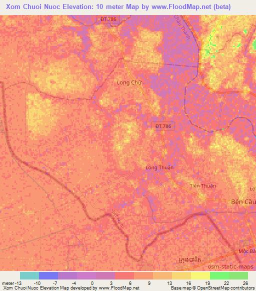 Xom Chuoi Nuoc,Vietnam Elevation Map