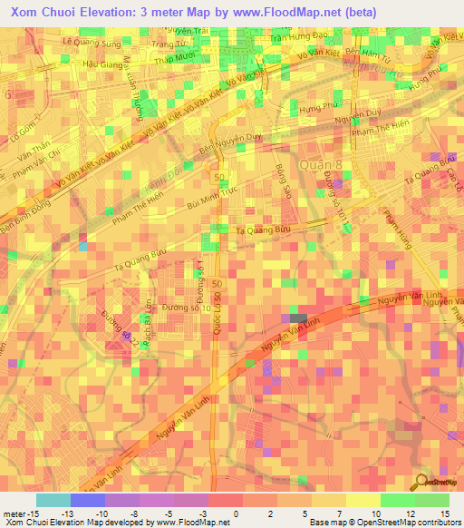 Xom Chuoi,Vietnam Elevation Map