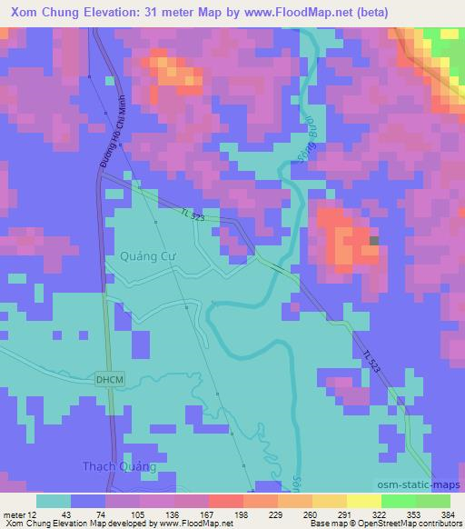 Xom Chung,Vietnam Elevation Map