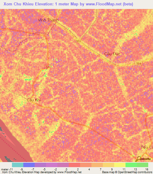 Xom Chu Khieu,Vietnam Elevation Map