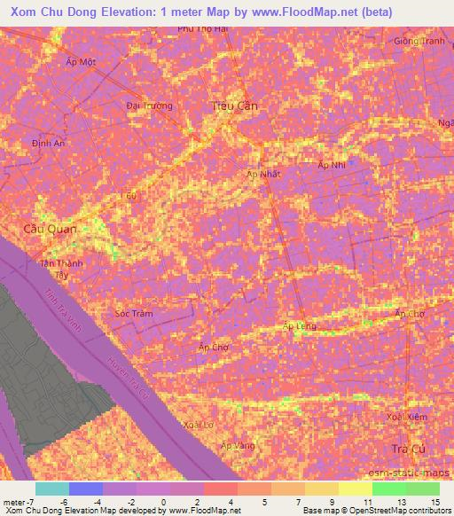 Xom Chu Dong,Vietnam Elevation Map