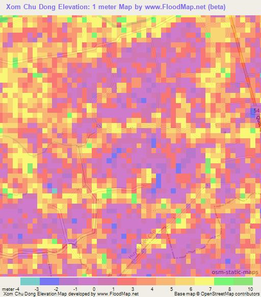Xom Chu Dong,Vietnam Elevation Map