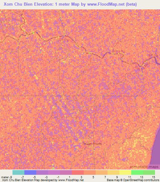 Xom Chu Bien,Vietnam Elevation Map