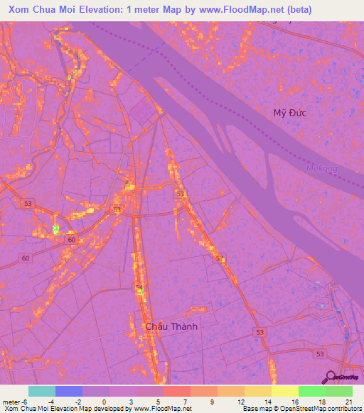 Xom Chua Moi,Vietnam Elevation Map