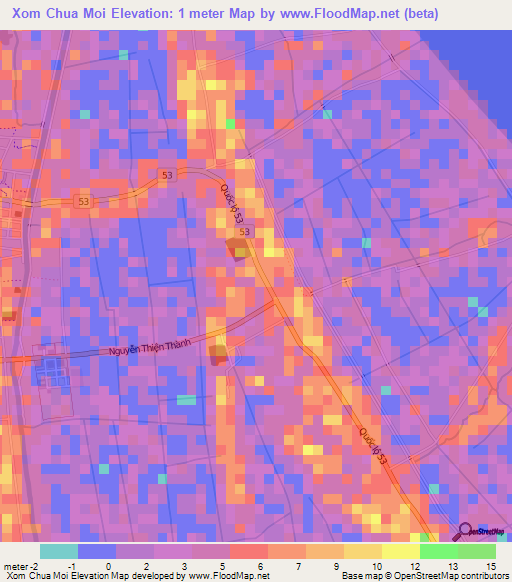 Xom Chua Moi,Vietnam Elevation Map